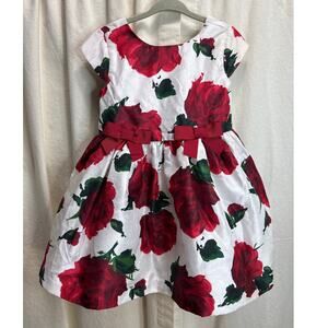 Dressed Up By Gymboree Special Occasion Party Dress Floral Red & White Size 2T